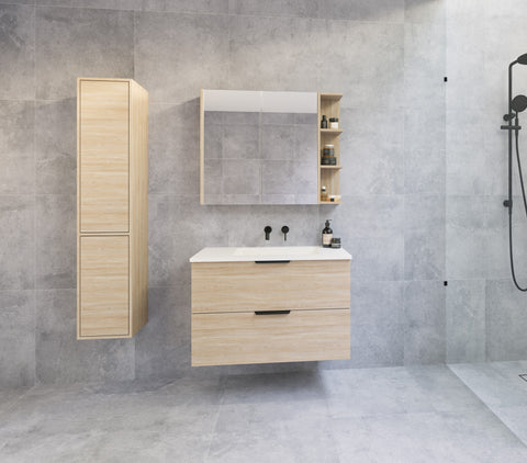 Vanities Timberline Oxbow Wall Hung Vanity with Silksurface Top & White Gloss Above Counter Basin Size: L 600mm Centre Bowl Place & Palette