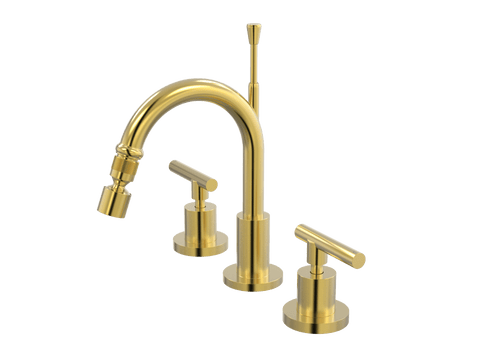 Tapware ParTaps Portsea Bidet Set Fixed Colour: Brushed Gold Style: Lever Ceramic Disc Place & Palette
