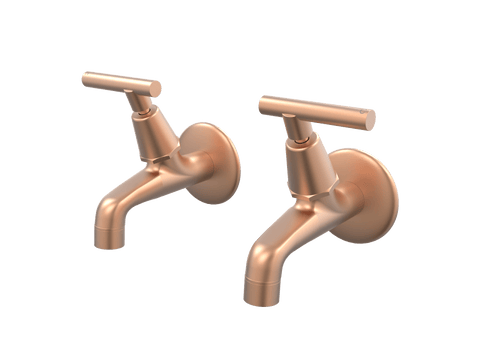 Tapware ParTaps Portsea Female Bibs Wall Pair Colour: Brushed Copper Style: Lever Ceramic Disc Place & Palette