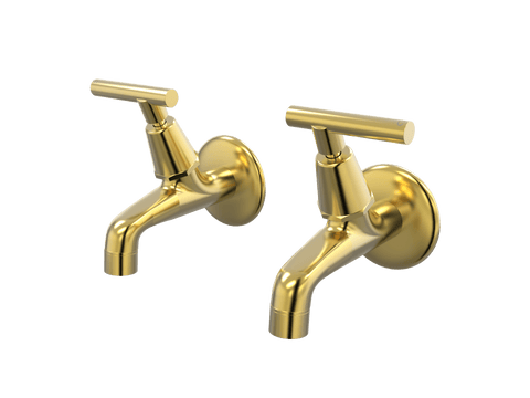 Tapware ParTaps Portsea Female Bibs Wall Pair Colour: Brushed Gold Style: Lever Ceramic Disc Place & Palette