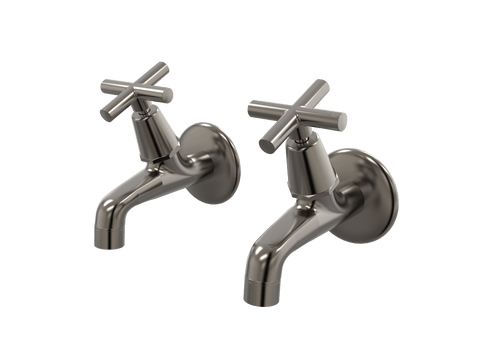 Tapware ParTaps Portsea Female Bibs Wall Pair Colour: Brushed Gunmetal Style: Original Place & Palette