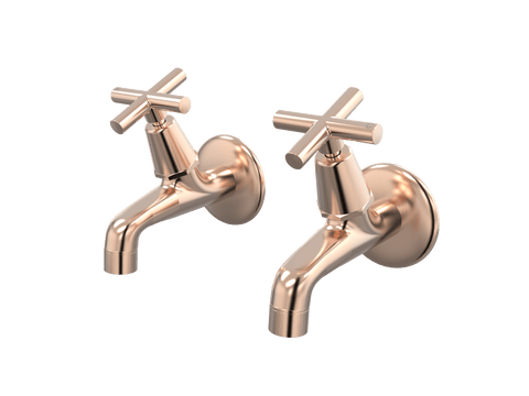 Tapware ParTaps Portsea Female Bibs Wall Pair Colour: Brushed Rose Gold Style: Original Place & Palette