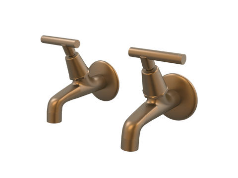 Tapware ParTaps Portsea Female Bibs Wall Pair Colour: Burnished Style: Lever Ceramic Disc Place & Palette