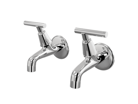 Tapware ParTaps Portsea Female Bibs Wall Pair Colour: Chrome Style: Lever Ceramic Disc Place & Palette