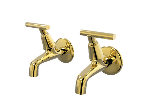 Tapware ParTaps Portsea Female Bibs Wall Pair Colour: Gold Style: Lever Ceramic Disc Place & Palette