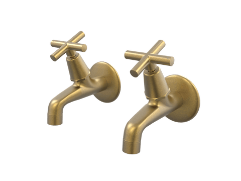 Tapware ParTaps Portsea Female Bibs Wall Pair Colour: Rumbled Brass Style: Original Place & Palette