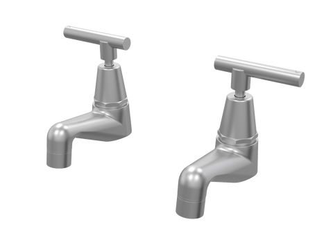 Tapware ParTaps Portsea Pillar Taps Pair Colour: Satin Pearl Style: Lever Ceramic Disc Place & Palette