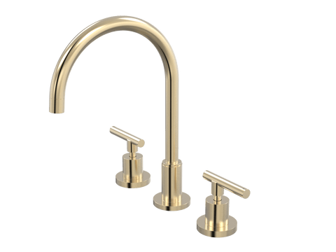Tapware ParTaps Portsea Sink Set Hob Swivel Colour: Brushed Brass Gold Style: Lever Ceramic Disc Place & Palette