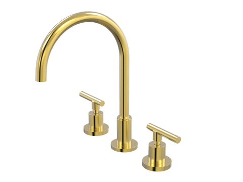 Tapware ParTaps Portsea Sink Set Hob Swivel Colour: Brushed Gold Style: Lever Ceramic Disc Place & Palette