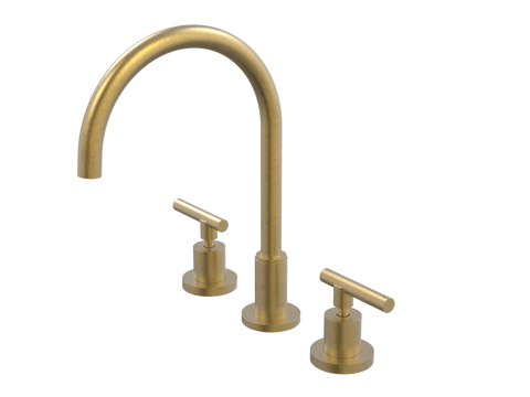 Tapware ParTaps Portsea Sink Set Hob Swivel Colour: Rumbled Brass Style: Lever Ceramic Disc Place & Palette