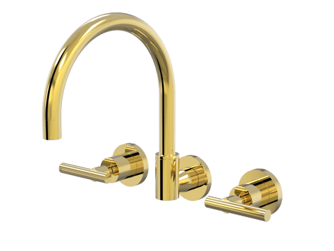 Tapware ParTaps Portsea Sink Set Wall Swivel Colour: Gold Style: Lever Ceramic Disc Place & Palette