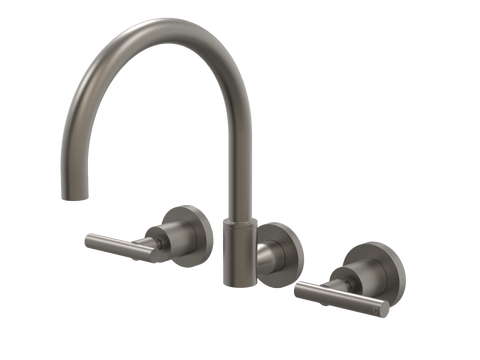 Tapware ParTaps Portsea Sink Set Wall Swivel Colour: Gunmetal Style: Lever Ceramic Disc Place & Palette