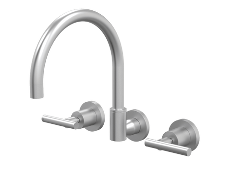 Tapware ParTaps Portsea Sink Set Wall Swivel Colour: Satin Pearl Style: Lever Ceramic Disc Place & Palette