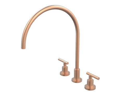 Tapware ParTaps Portsea Sink Set XL Hob Swivel Colour: Brushed Copper Style: Lever Ceramic Disc Place & Palette