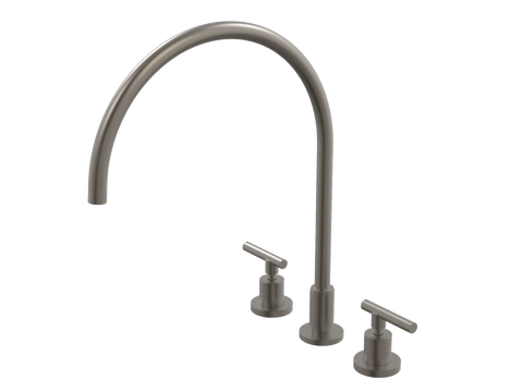 Tapware ParTaps Portsea Sink Set XL Hob Swivel Colour: Gunmetal Style: Lever Ceramic Disc Place & Palette