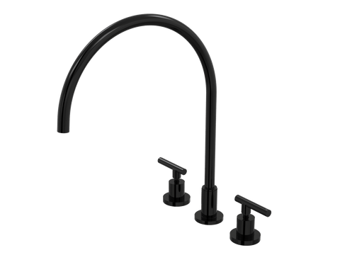 Tapware ParTaps Portsea Sink Set XL Hob Swivel Colour: Midnight Black Style: Lever Ceramic Disc Place & Palette