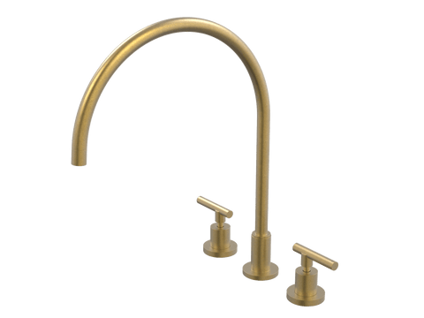 Tapware ParTaps Portsea Sink Set XL Hob Swivel Colour: Rumbled Brass Style: Lever Ceramic Disc Place & Palette