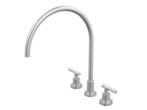 Tapware ParTaps Portsea Sink Set XL Hob Swivel Colour: Satin Pearl Style: Lever Ceramic Disc Place & Palette