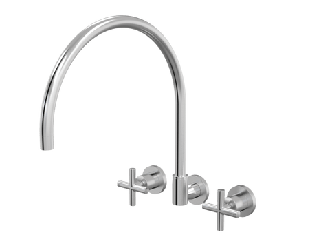 Tapware ParTaps Portsea Sink Set XL Wall Swivel Colour: Brushed Chrome Style: Original Place & Palette