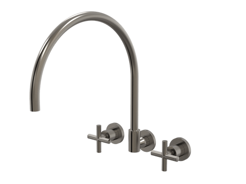 Tapware ParTaps Portsea Sink Set XL Wall Swivel Colour: Brushed Gunmetal Style: Original Place & Palette