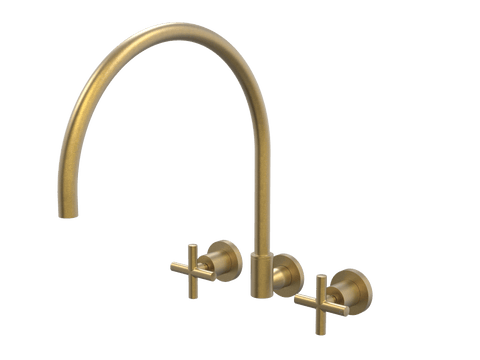 Tapware ParTaps Portsea Sink Set XL Wall Swivel Colour: Rumbled Brass Style: Original Place & Palette