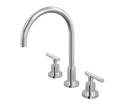 Tapware ParTaps Portsea Spa Set Hob Swivel Colour: Brushed Chrome Style: Lever Ceramic Disc Place & Palette