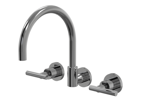 Tapware ParTaps Portsea Spa Set Wall Swivel Colour: Black Sapphire Style: Lever Ceramic Disc Place & Palette