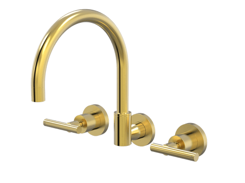 Tapware ParTaps Portsea Spa Set Wall Swivel Colour: Brushed Gold Style: Lever Ceramic Disc Place & Palette