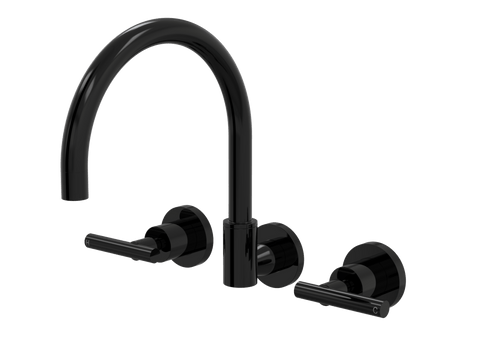 Tapware ParTaps Portsea Spa Set Wall Swivel Colour: Midnight Black Style: Lever Ceramic Disc Place & Palette