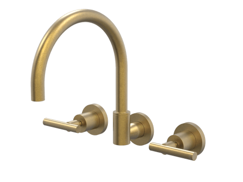 Tapware ParTaps Portsea Spa Set Wall Swivel Colour: Rumbled Brass Style: Lever Ceramic Disc Place & Palette