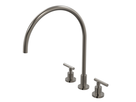 Tapware ParTaps Portsea Spa Set XL Hob Swivel Colour: Brushed Gunmetal Style: Lever Ceramic Disc Place & Palette