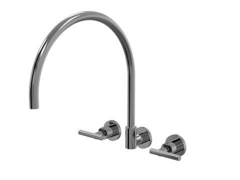 Tapware ParTaps Portsea Spa Set XL Wall Swivel Colour: Black Sapphire Style: Lever Ceramic Disc Place & Palette