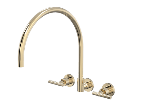 Tapware ParTaps Portsea Spa Set XL Wall Swivel Colour: Brass Gold Style: Lever Ceramic Disc Place & Palette
