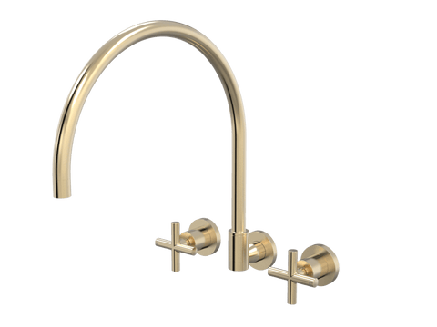 Tapware ParTaps Portsea Spa Set XL Wall Swivel Colour: Brushed Brass Gold Style: Original Place & Palette