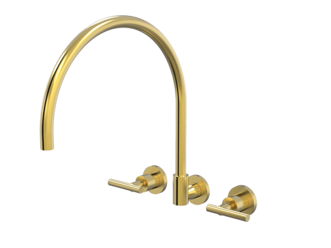 Tapware ParTaps Portsea Spa Set XL Wall Swivel Colour: Brushed Gold Style: Lever Ceramic Disc Place & Palette