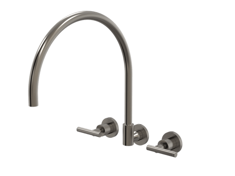 Tapware ParTaps Portsea Spa Set XL Wall Swivel Colour: Brushed Gunmetal Style: Lever Ceramic Disc Place & Palette