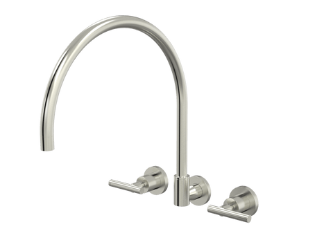 Tapware ParTaps Portsea Spa Set XL Wall Swivel Colour: Brushed Nickel Style: Lever Ceramic Disc Place & Palette