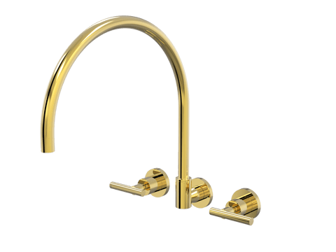 Tapware ParTaps Portsea Spa Set XL Wall Swivel Colour: Gold Style: Lever Ceramic Disc Place & Palette