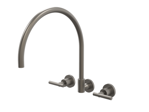 Tapware ParTaps Portsea Spa Set XL Wall Swivel Colour: Gunmetal Style: Lever Ceramic Disc Place & Palette