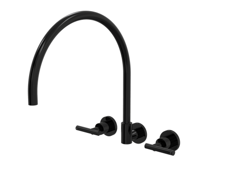 Tapware ParTaps Portsea Spa Set XL Wall Swivel Colour: Midnight Black Style: Lever Ceramic Disc Place & Palette