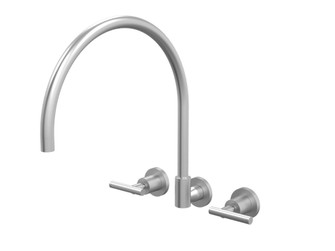 Tapware ParTaps Portsea Spa Set XL Wall Swivel Colour: Satin Pearl Style: Lever Ceramic Disc Place & Palette