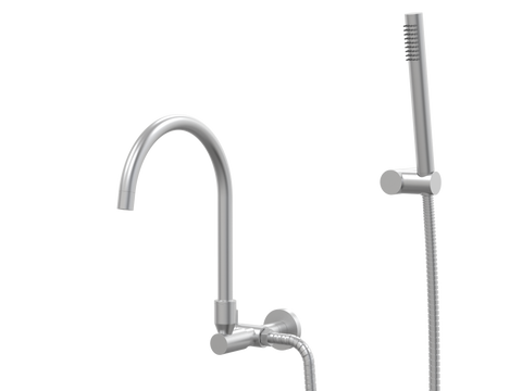 Tapware ParTaps Portsea Spa Wall Swivel Outlet Colour: Satin Pearl Style: Divertor Outlet with Handshower & Bracket Place & Palette
