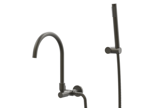 Tapware ParTaps Portsea Spa Wall Swivel Outlet Colour: Volcanic Grey Style: Divertor Outlet with Handshower & Bracket Place & Palette