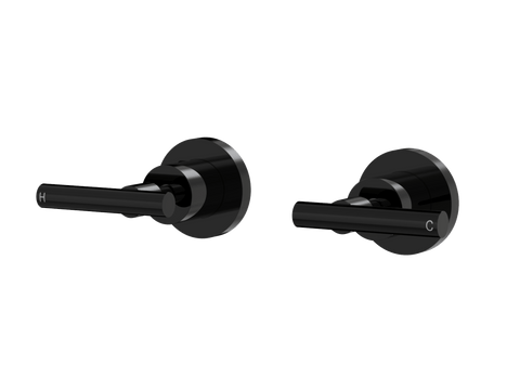 Tapware ParTaps Portsea Top Assemblies Wall Pair Colour: Midnight Black Style: Lever Ceramic Disc Place & Palette