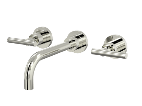 Tapware ParTaps Portsea Wall Basin Set Colour: Luminick Style: Lever Ceramic Disc Place & Palette