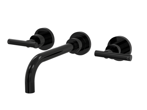 Tapware ParTaps Portsea Wall Basin Set Colour: Midnight Black Style: Lever Ceramic Disc Place & Palette