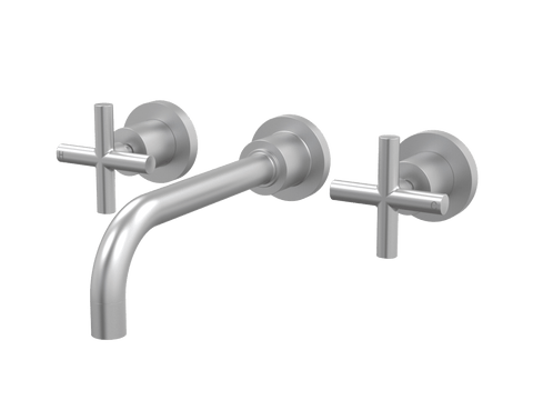 Tapware ParTaps Portsea Wall Bath Set - Ceramic Disc Colour: Satin Pearl Size: 160mm Place & Palette