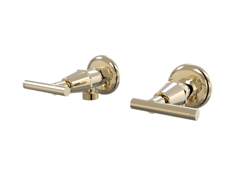 Tapware ParTaps Portsea Washing Machine Stops Wall Pair Colour: Brass Gold Style: Lever Ceramic Disc Place & Palette