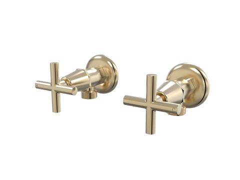 Tapware ParTaps Portsea Washing Machine Stops Wall Pair Colour: Brushed Brass Gold Style: Original Place & Palette