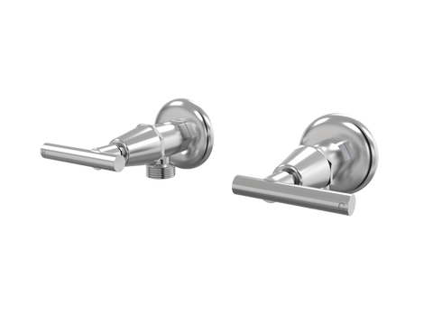 Tapware ParTaps Portsea Washing Machine Stops Wall Pair Colour: Brushed Chrome Style: Lever Ceramic Disc Place & Palette
